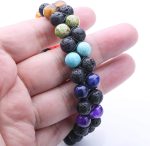 WRCXSTONE Natural Stone Bracelet Mens Black Lava Rock Bracelet Tiger Eye Gemstone Bracelet Yoga Essential Oil Bracelet Charm Gift - Image 3